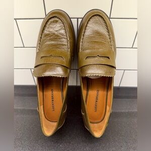 Lucky Brand Floriss Olive Green Leather Penny Loafers